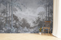 Soft grey jungle nature wall mural
