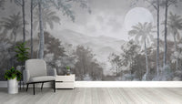 Monochrome tropical landscape wallpaper
