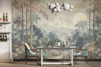 Tropical foliage and mountain wallpaper
