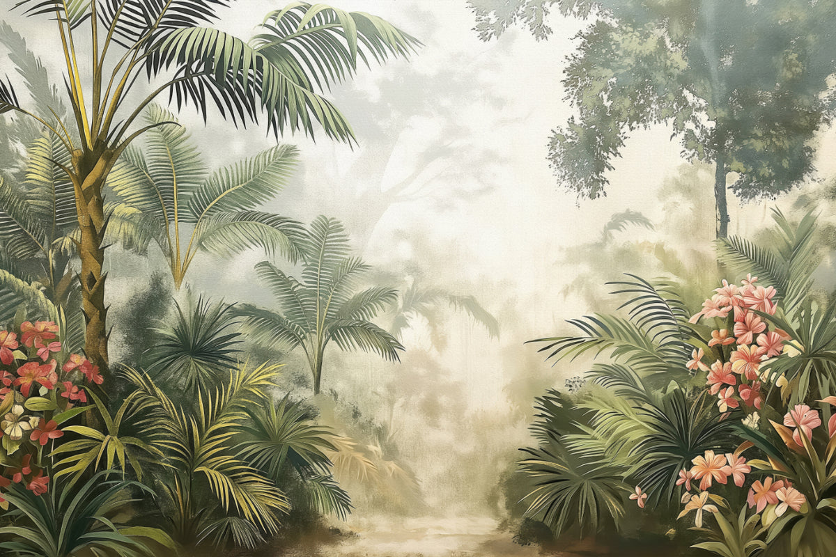 Tropical Mist Wallpaper Mural in your room — zoomed