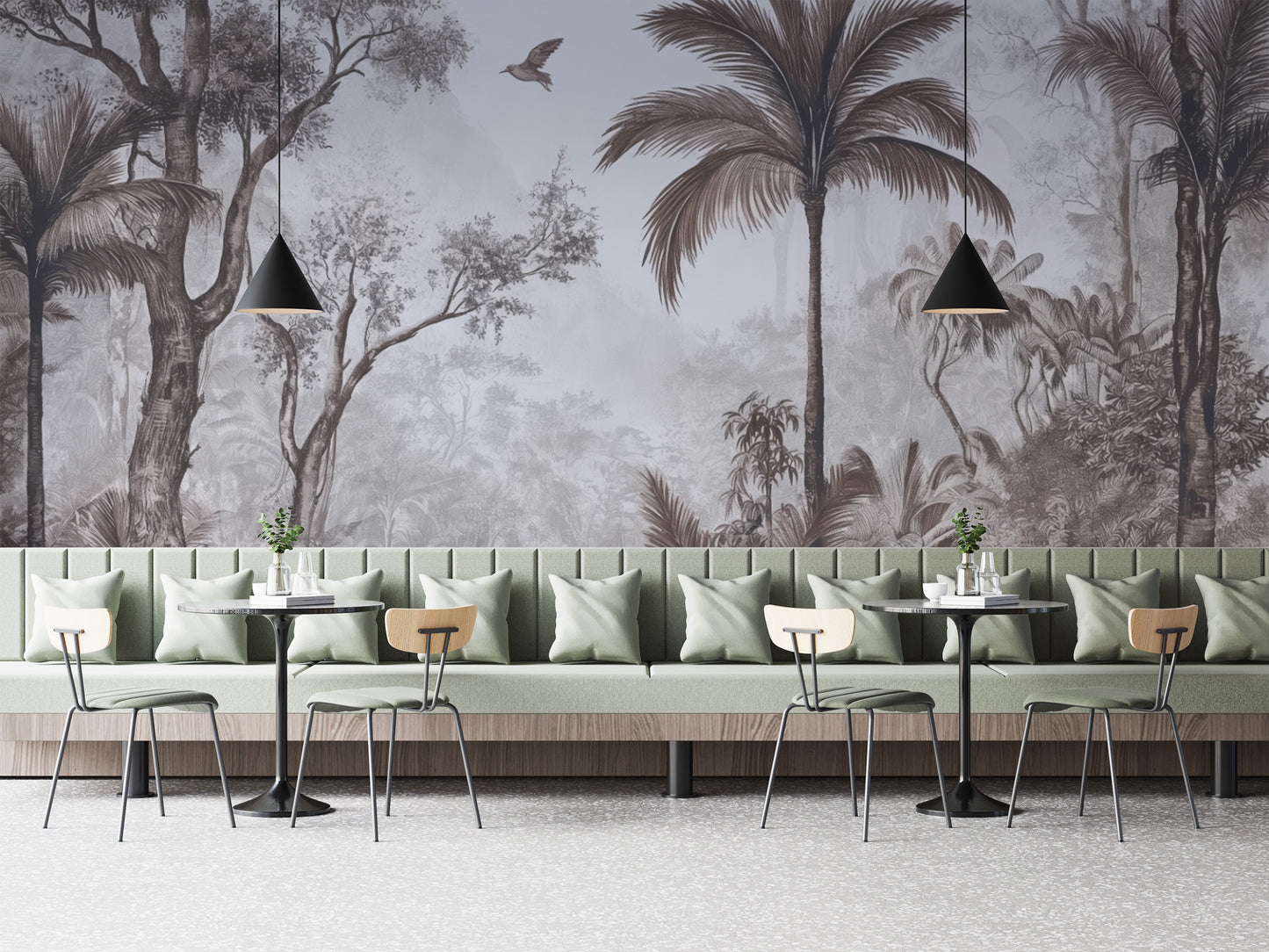 Jungle foliage tropical wallpaper design
