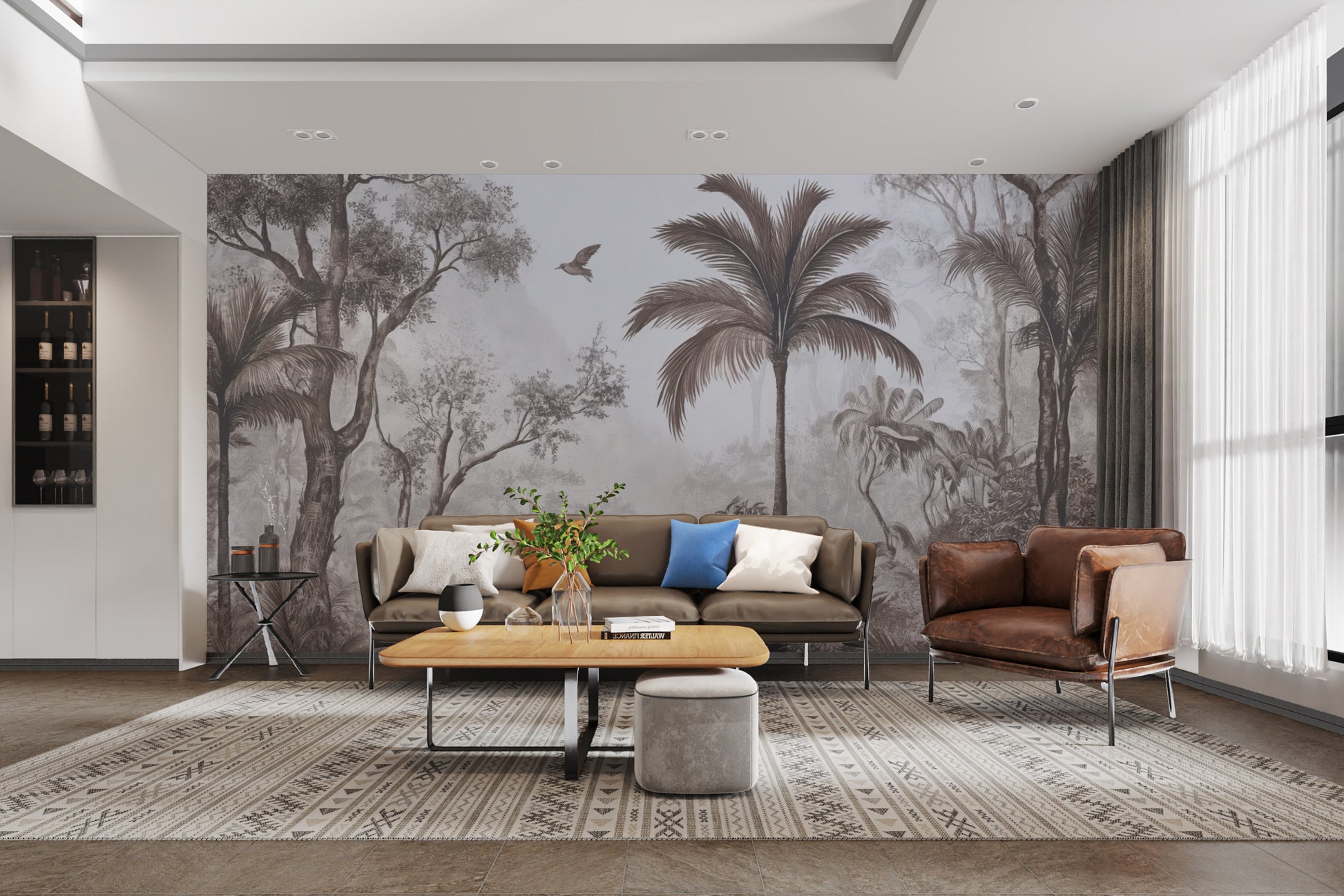 Realistic tropical forest wall design
