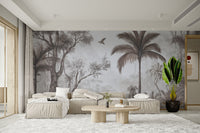 Vibrant jungle landscape wall covering
