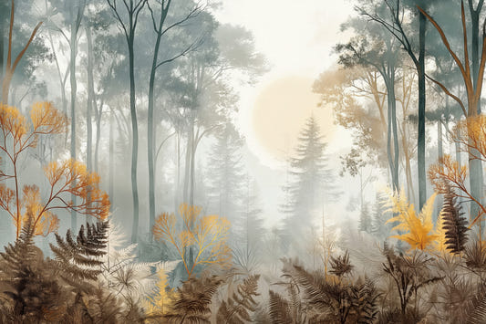 Golden Woodland Sunrise Nature Wallpaper