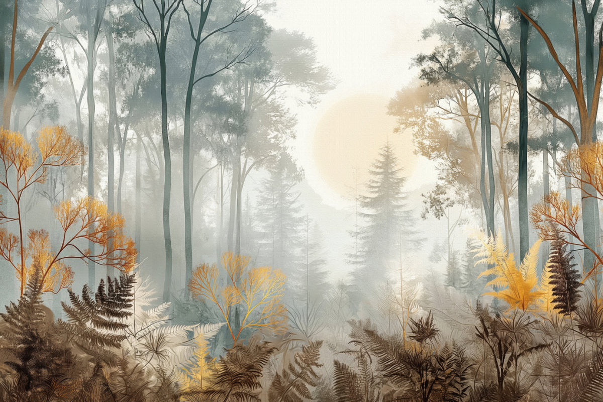 Golden Woodland Sunrise Nature Wallpaper