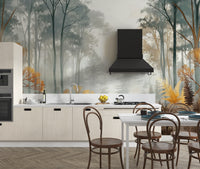 Woodland sunrise nature wall mural
