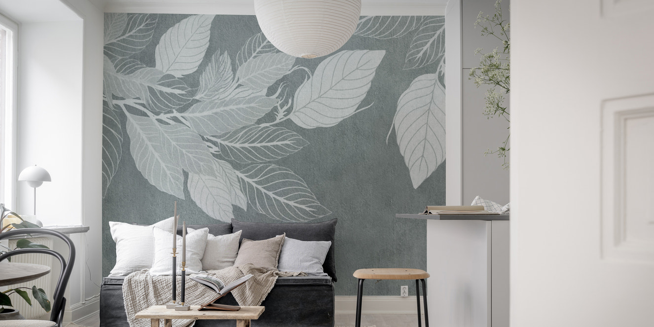 Serene botanical leaves wallpaper design
