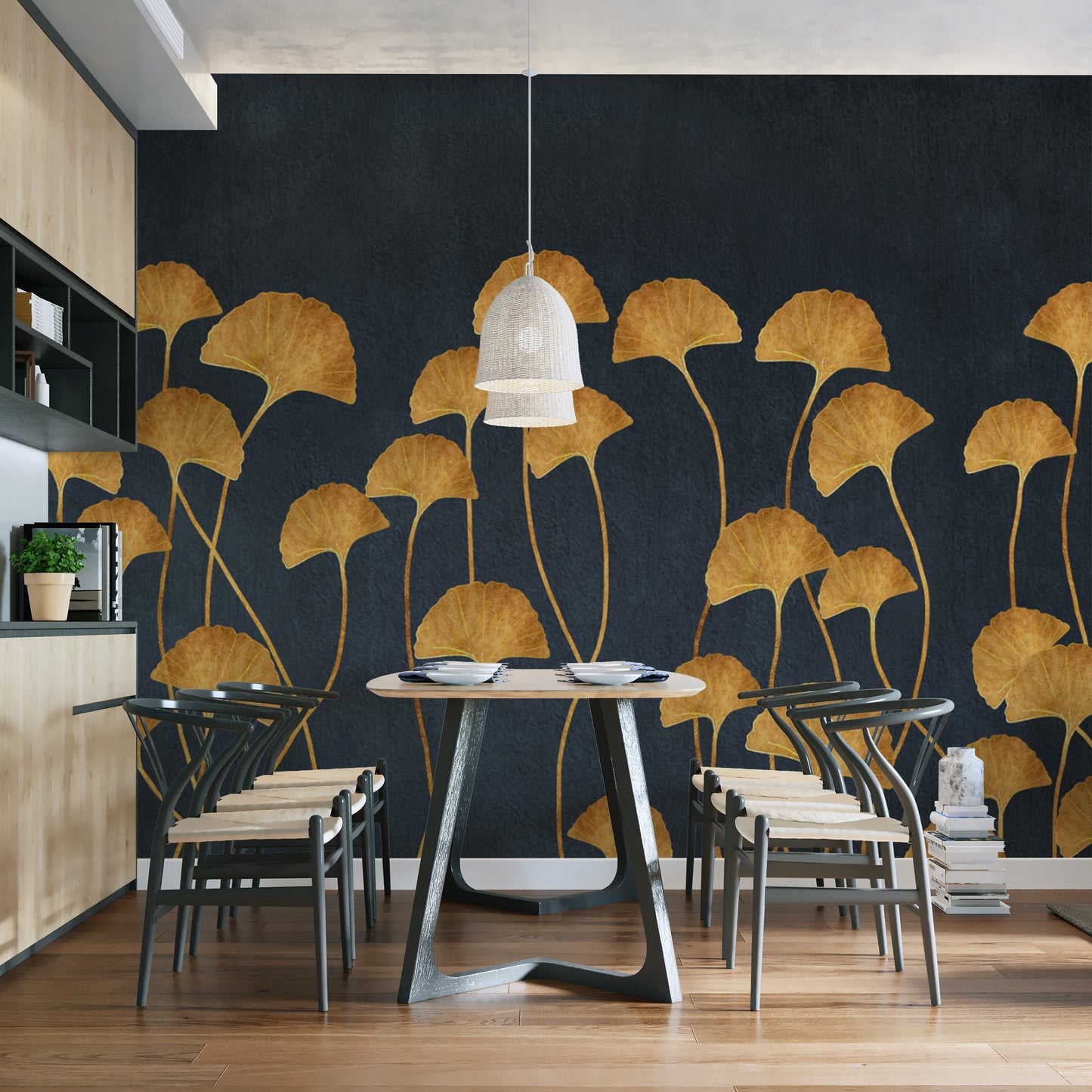 Botanical Ginkgo Leaves Wall Mural
