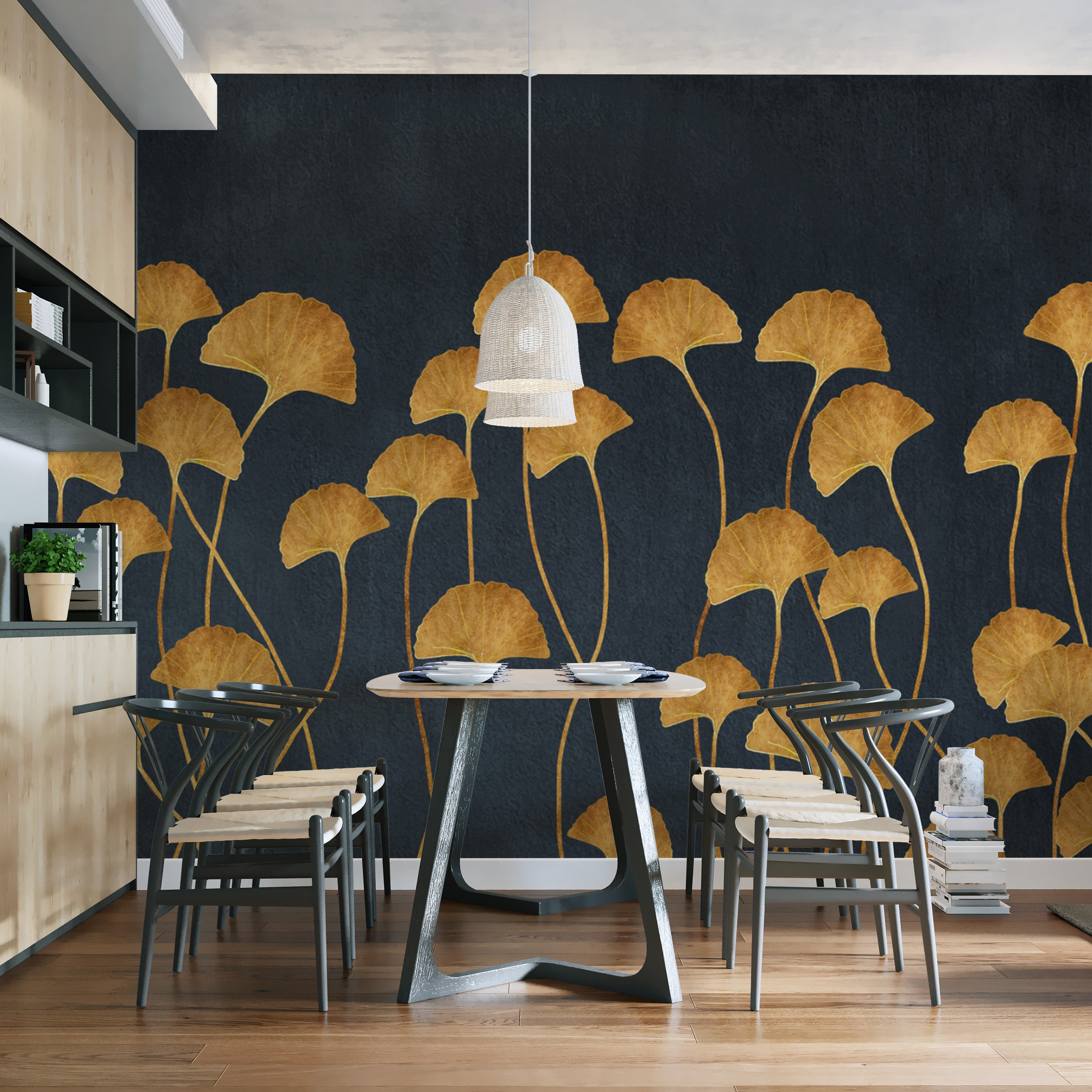 Botanical Ginkgo Leaves Wall Mural
