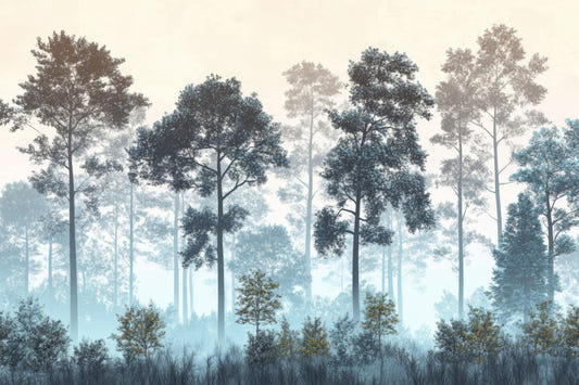 Tranquil Misty Woodland Wallpaper