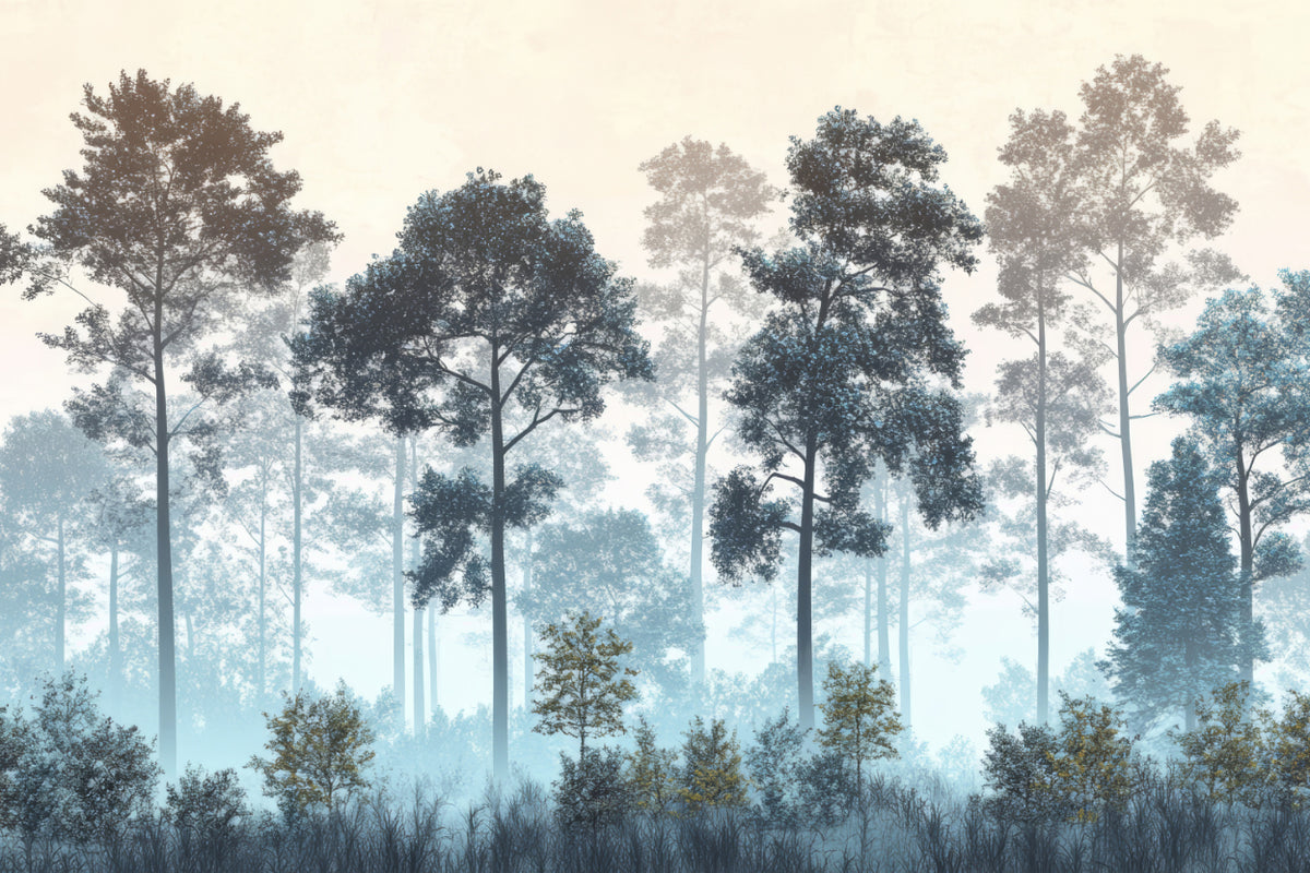 Tranquil Misty Woodland Wallpaper