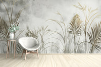 Modern botanical gold grass wallpaper
