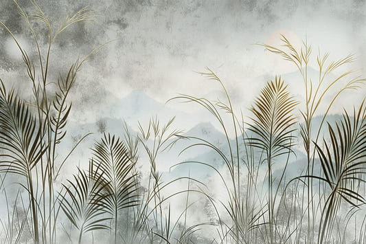 Misty Tropical Grassland Wallpaper