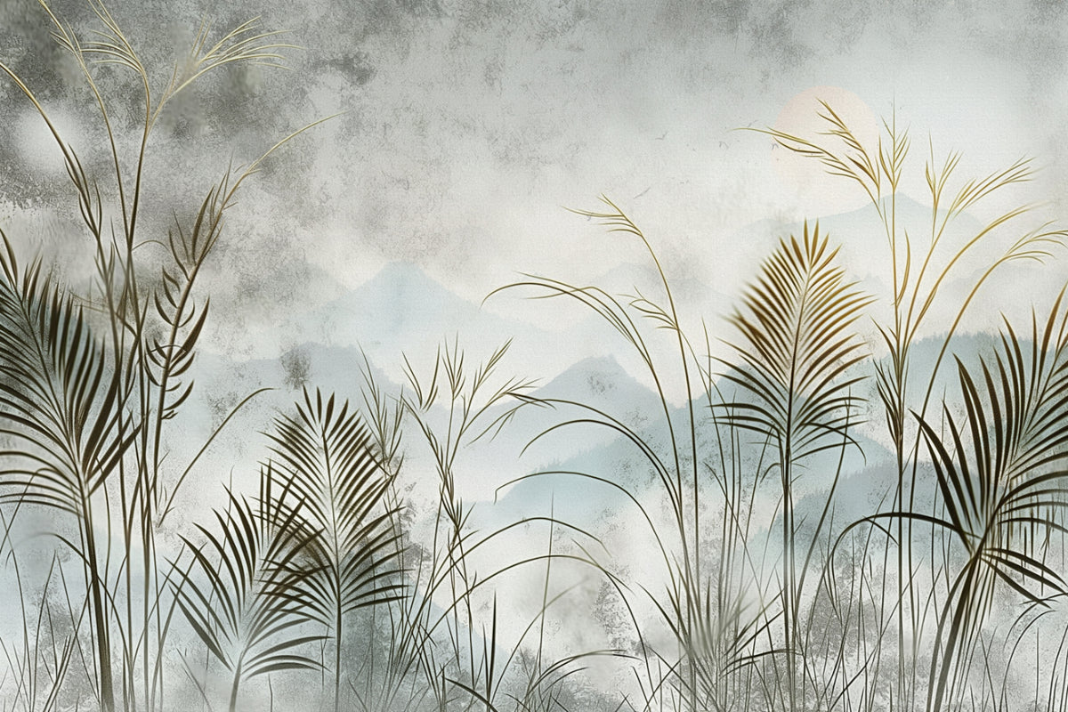 Misty Tropical Grassland Wallpaper