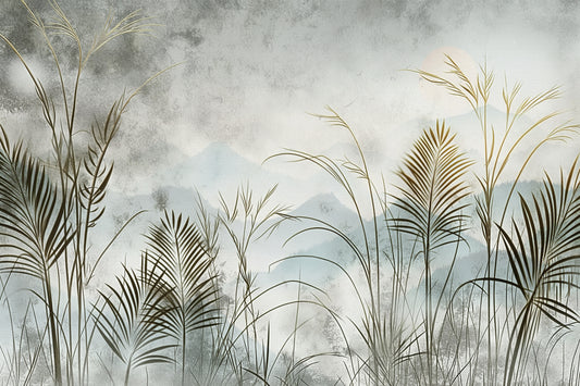 Misty Tropical Grassland Wallpaper