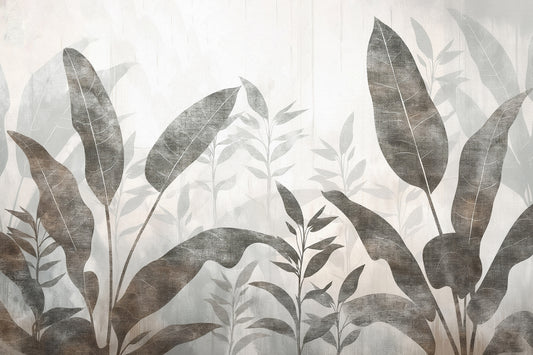 Faded Tropical Leaf Wallpaper
