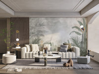 Fresh green palm leaf wallpaper for spaces
