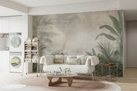 Serene green tropical leaves wallpaper
