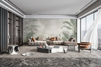 Green tropical palm leaf wallpaper design
