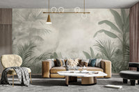 Tropical leaves wallpaper in soft green
