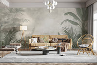 Green tropical foliage wallpaper mural

