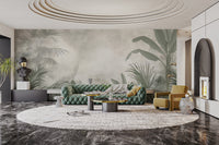 Calming green leaves wallpaper for rooms
