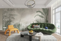 Lush green tropical leaves wallpaper look
