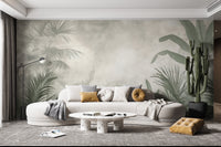 Nature-inspired green tropical leaf wall

