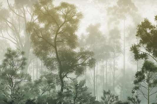 Misty Forest Green Wallpaper