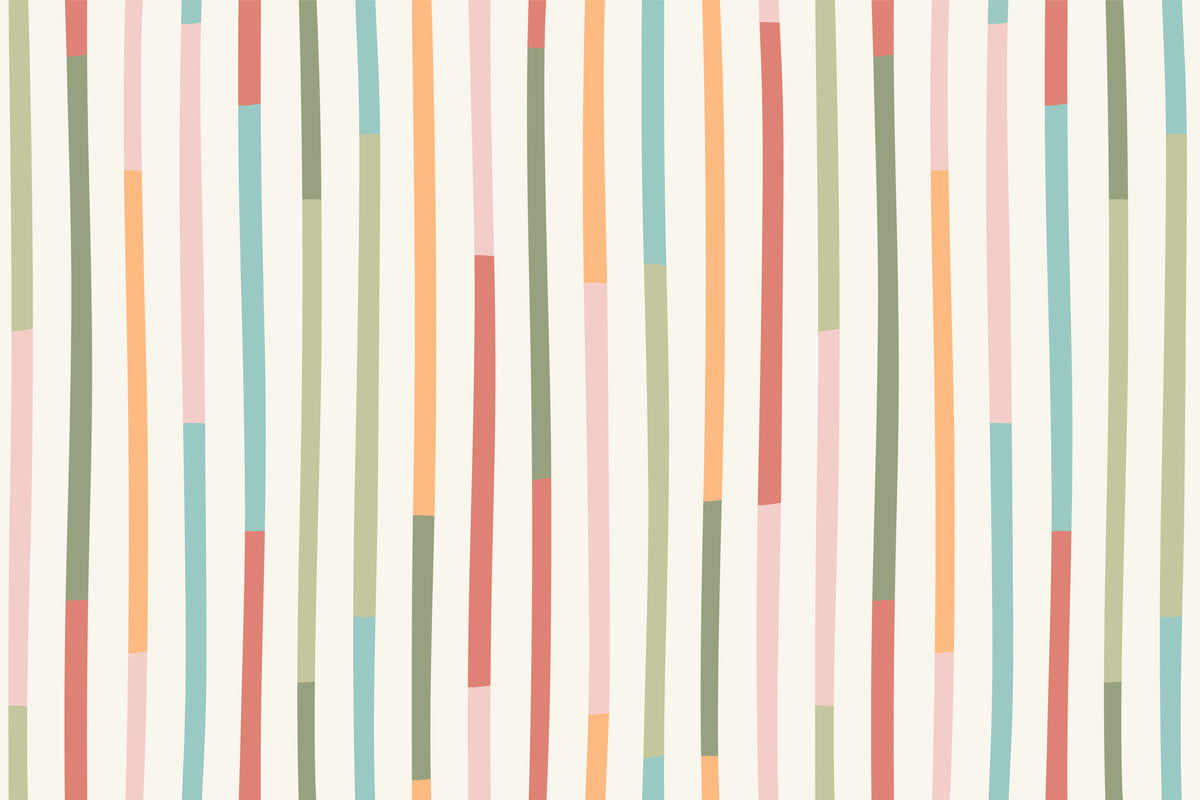 Retro Colourful Stripes Wallpaper in your room — zoomed