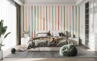 Fun pastel stripes wallpaper for rooms