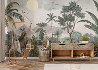 Beautiful Jungle Wildlife Nursery Wallpaper
