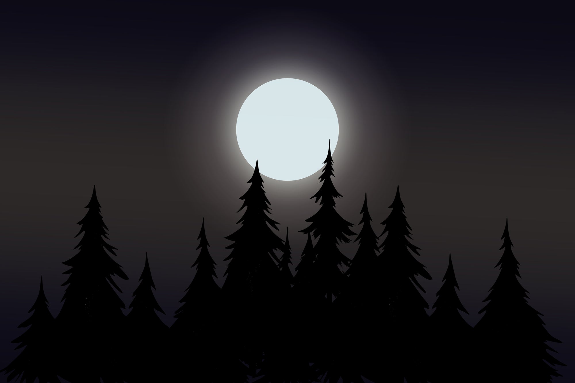 Full Moon Pine Silhouette Wallpaper