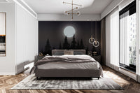 Serene moonlit pine forest wall mural
