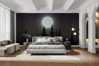 Dark forest wallpaper with full moon glow
