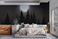 Moonlight forest scene wallpaper for walls
