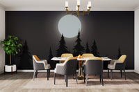 Glowing moon and pine forest wall art
