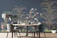 Elegant peacock and floral wall art