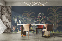 Colorful peacock and floral wallpaper
