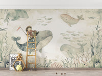 Sea adventure whale mural for rooms
