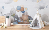 Bunny sailing adventure wall covering
