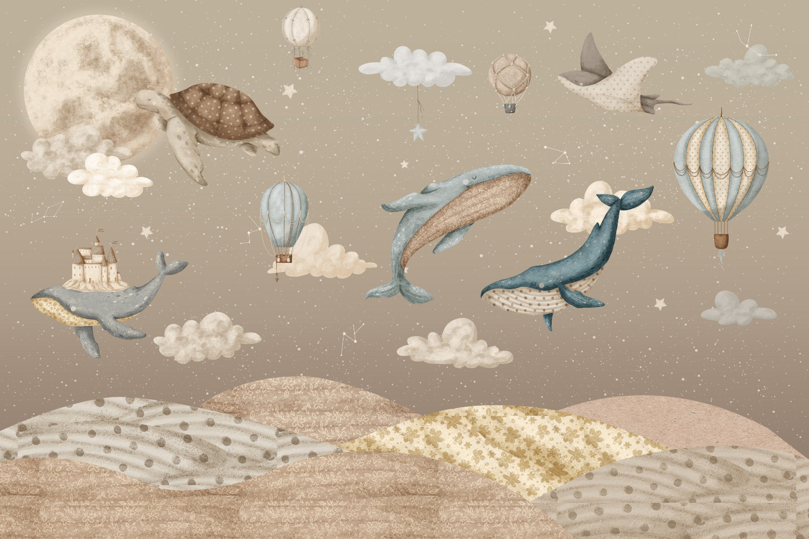 Whales and Balloons Dream Wallpaper