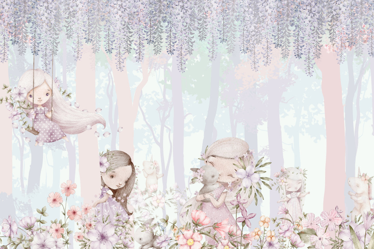 Whimsical Woodland Girls Wallpaper