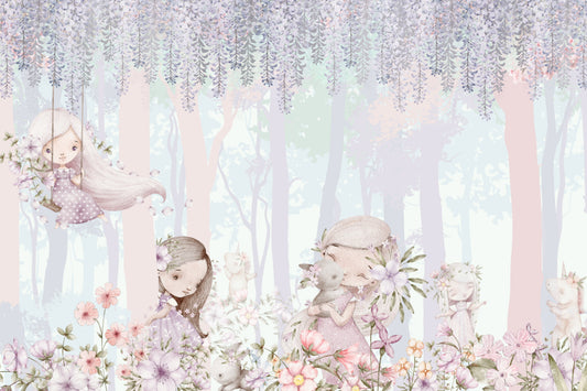Whimsical Woodland Girls Wallpaper