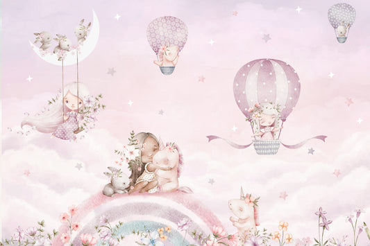 Magical Unicorns and Balloons Wallpaper