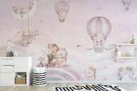 Dreamy unicorns and balloons girls wallpaper
