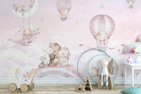 Pastel unicorns and balloons wall mural
