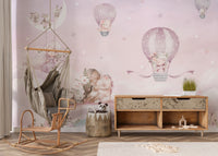 Floating unicorns and balloons wall covering
