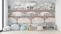 Whimsical steam train wallpaper for kids
