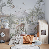 Jurassic dinosaur nursery wallpaper design
